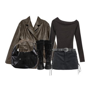 자켓,긴팔티,스커트 코디