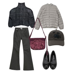 长裤,开襟衫,PufferJacket 코디