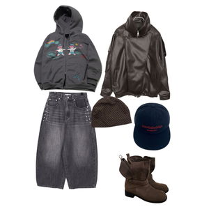 Zip-up,牛仔裤,靴子 코디