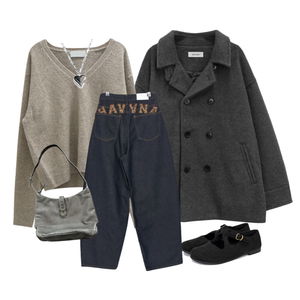 配飾,針織衫,長袖上衣,樂福鞋,大衣,項鍊 코디