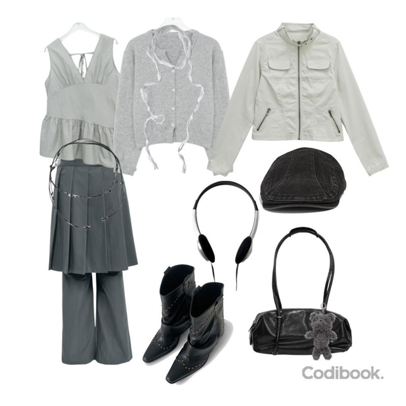 kim9hope 99 stud western boots,AAKE CUTIE BEAR KEYRING (4color),kim9hope 스카시 THIN 머플러등을 매치한 코디