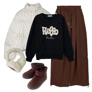 羽絨外套,長褲,長袖上衣 코디