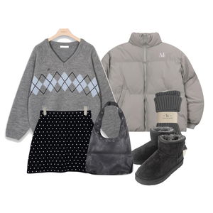 羽絨外套,針織衫,配飾 코디