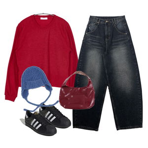 球鞋/布鞋,針織衫,牛仔褲 코디