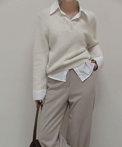 Heir Shirt Layered Wool Button Knit