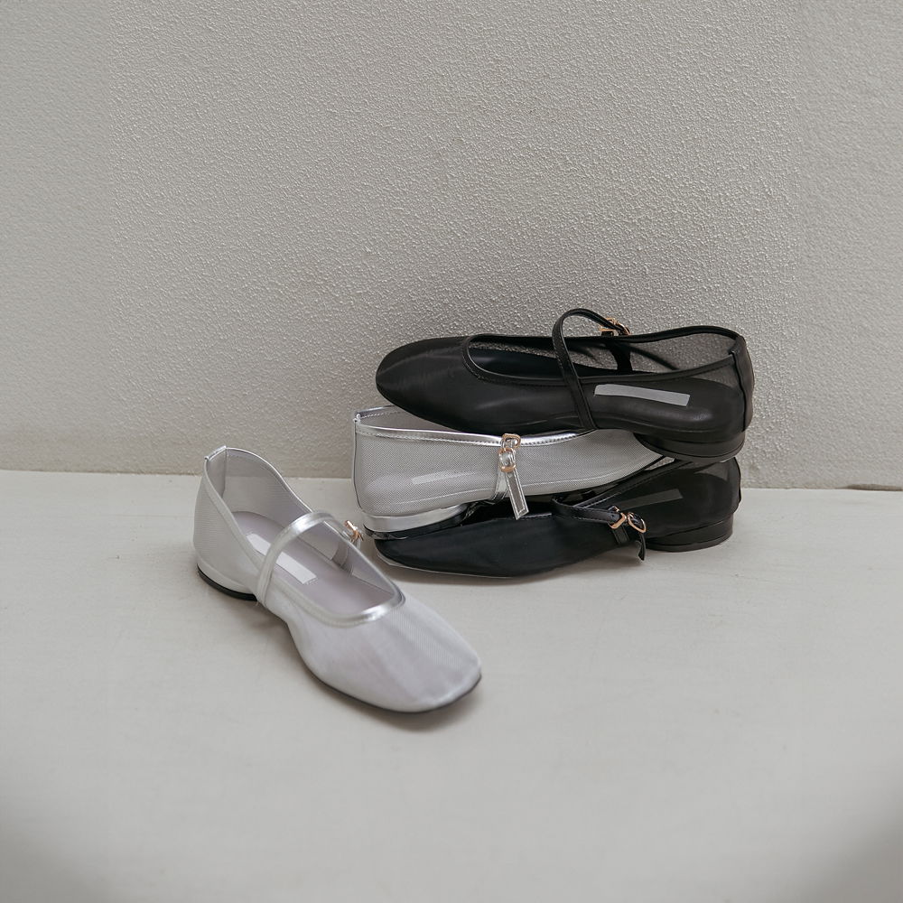 Aur 網布瑪麗珍平底鞋