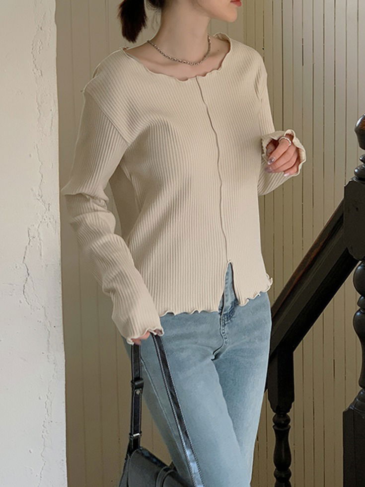 Podifdin Spandex Ribbed wave t-shirt