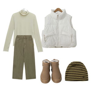 긴팔티,가디건&베스트,팬츠 코디