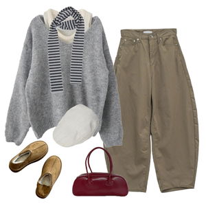 가을,데일리,일상,여행룩,감성,니트,목도리,모자,가방 코디