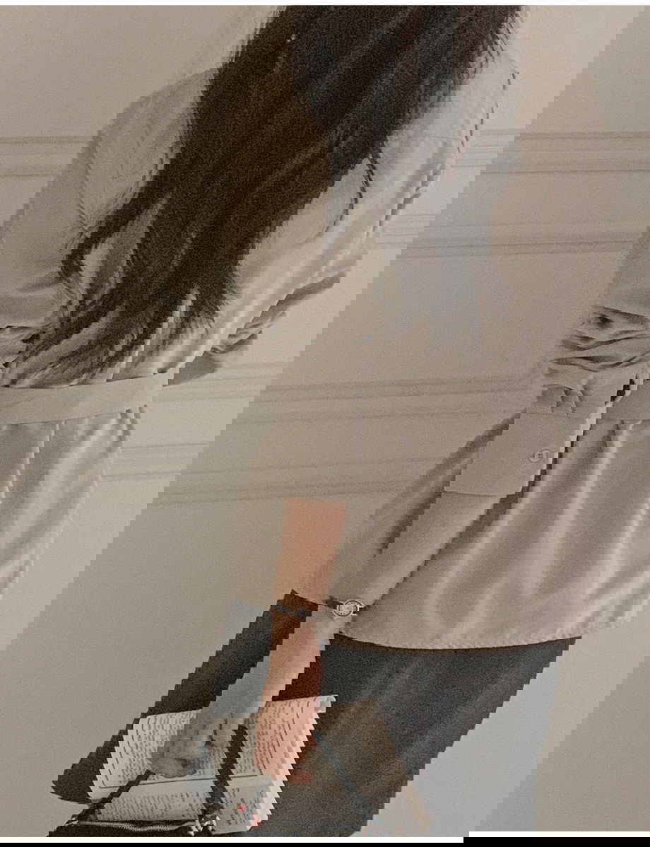 리리앤코 하디브렌 피치기모 하이넥 투웨이 스트랩 셔츠