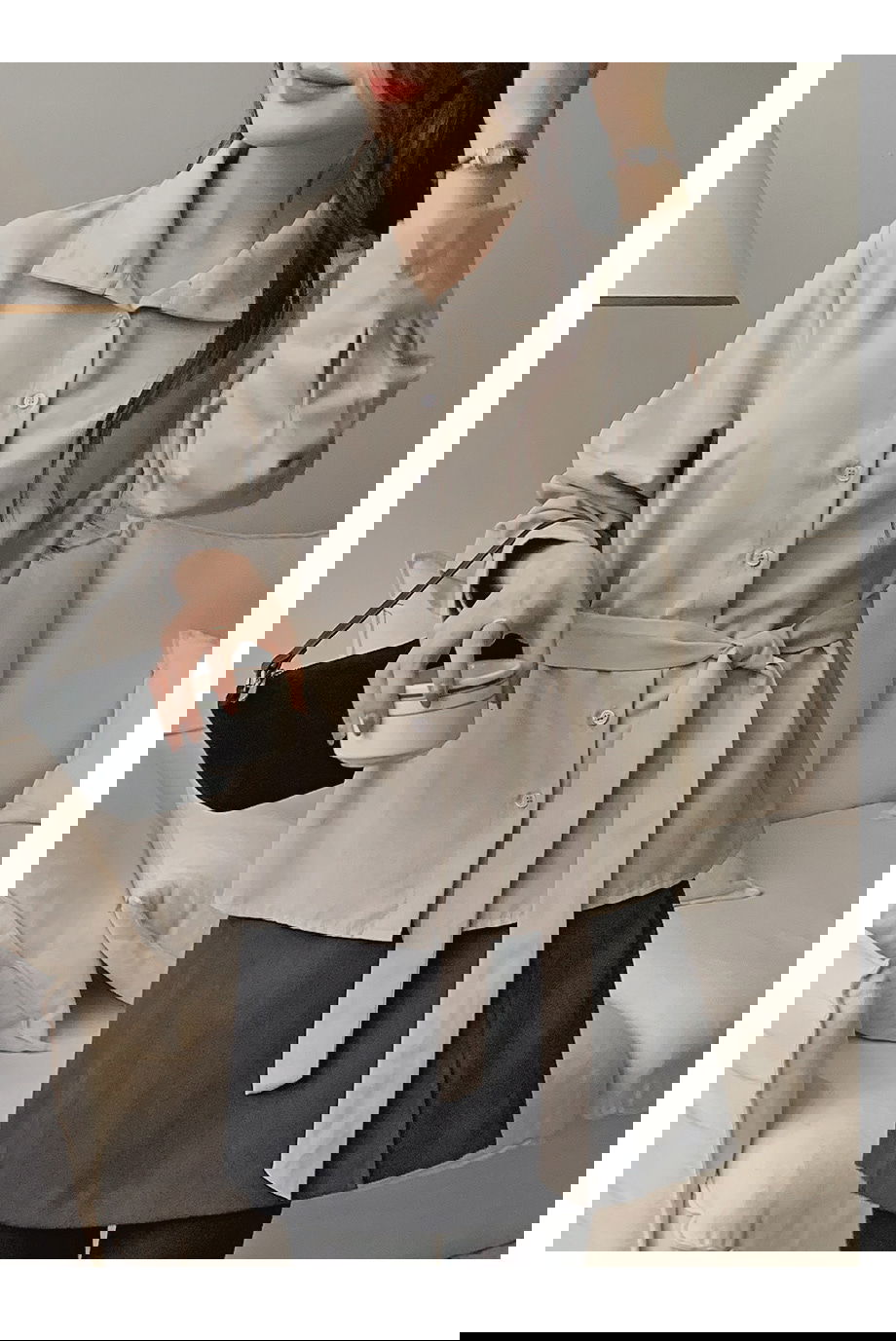 리리앤코 하디브렌 피치기모 하이넥 투웨이 스트랩 셔츠