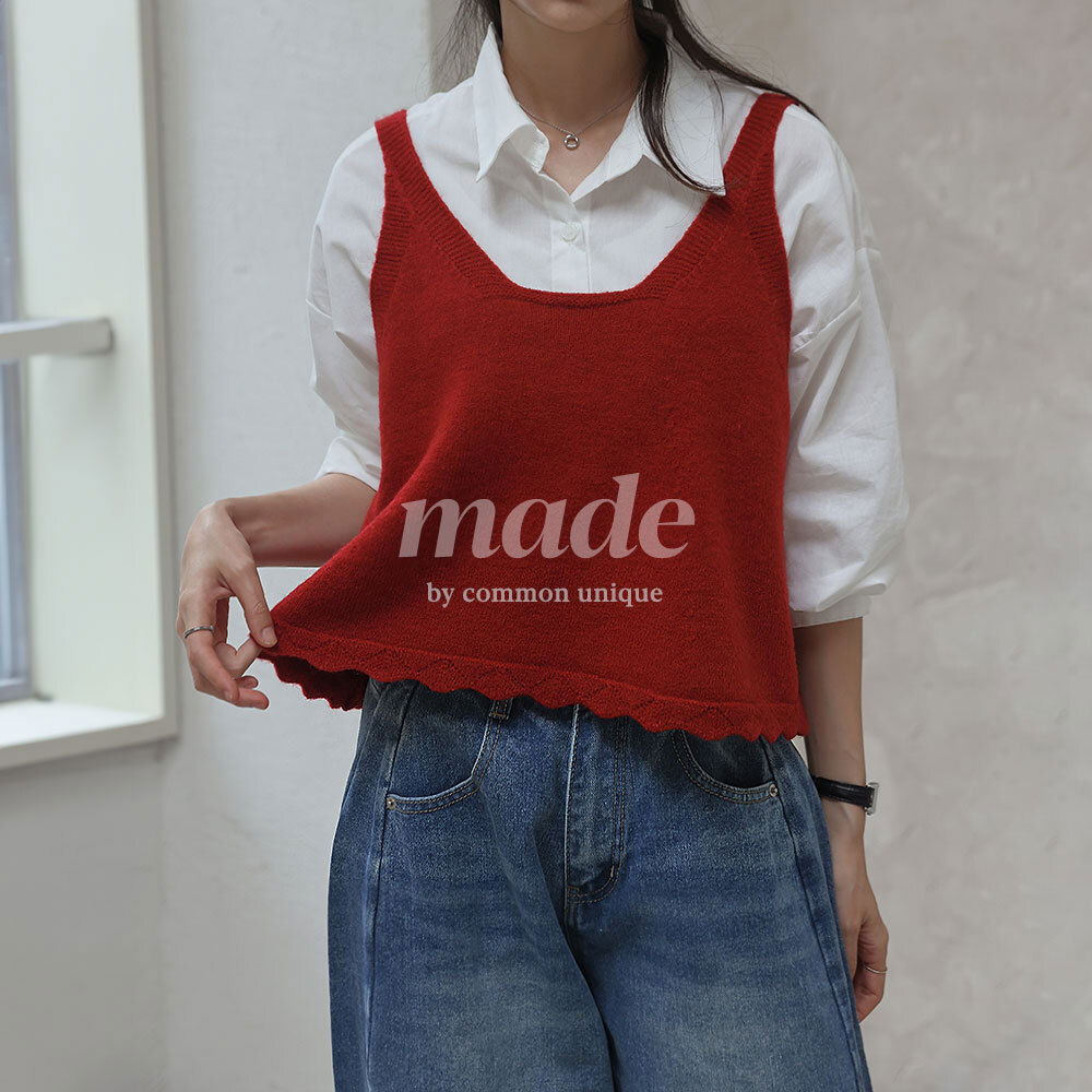 Short-sleeved square neck wave knit bustier