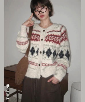 뉴딘 루즈핏 자가드 노르딕 니트 가디건 (3color)