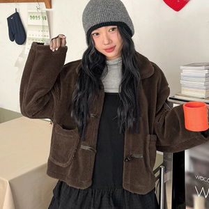 Big size 55-99 Lucidine wool poggle tteokbokki button short Jacket jacket