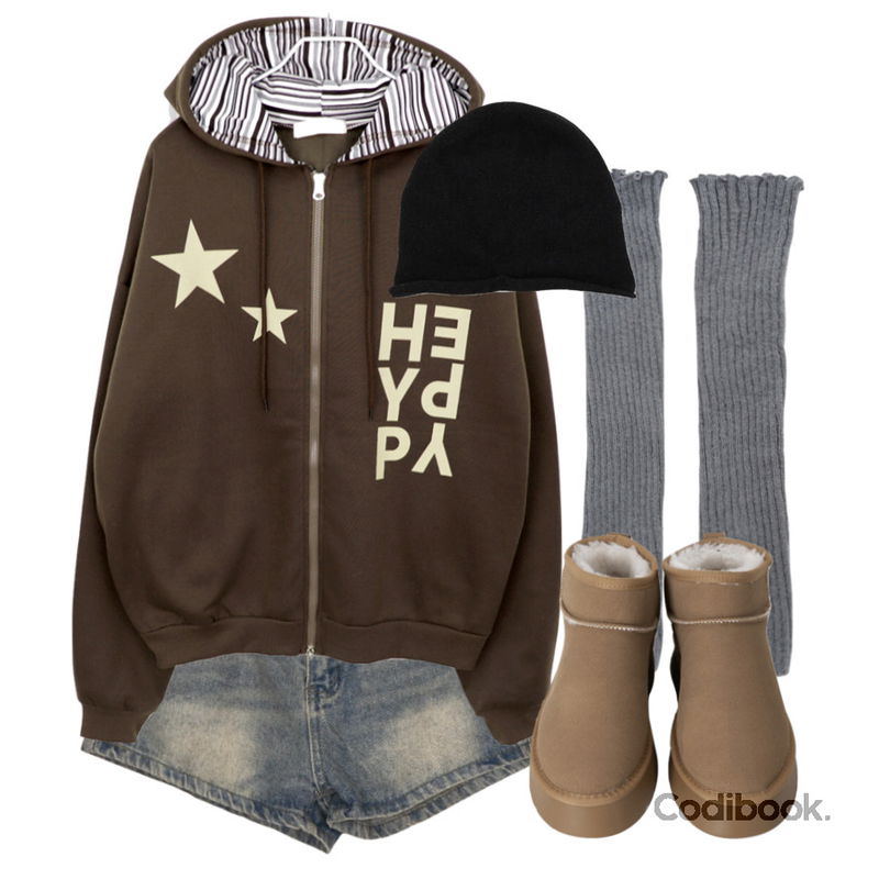 DAILYJOU 테오르 베이직 프릴 골지 레그 워머,binary01 플랫폼 미니 양털부츠,Codi Set Codi Set #015 | Soft Daily Mood등을 매치한 코디