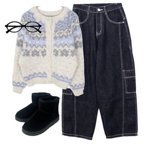 데님,가디건&베스트,부츠 코디