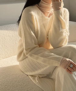 B&R Winter Basic Wool Cashmere V-Neck Neck Loose Fit Knitwear 