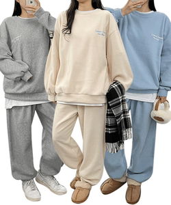Cozy☁ Leisure Embroidery Fleece Training Set