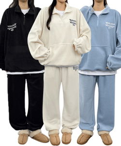 舒適刺繡毛絨運動休閒套裝