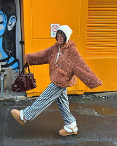 단추 스트라이프 조거&와이드 팬츠 (밴딩 스트링 사계절)