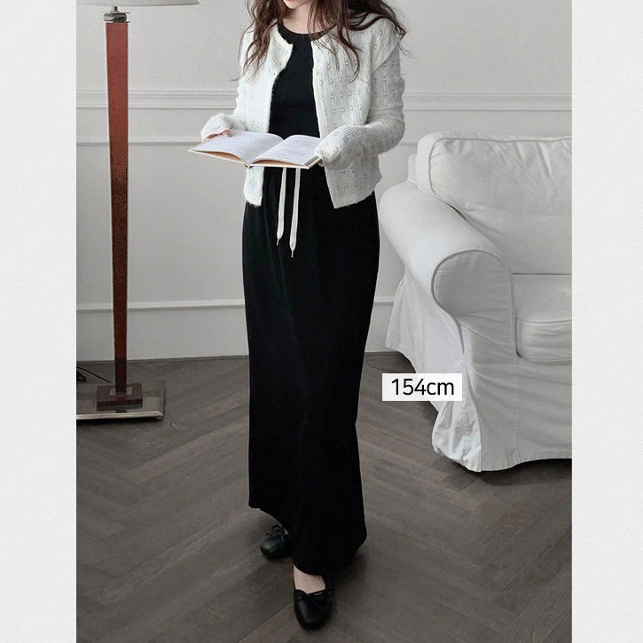 Planning Ribbed Round T-shirt & Banding Long Skirt Set