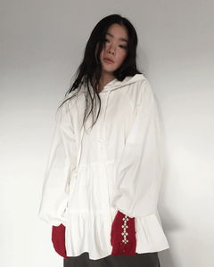 리베 후드 러플 블라우스 (3color)