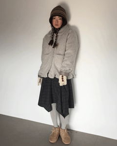 フリルヘムヘアリーハーフコート