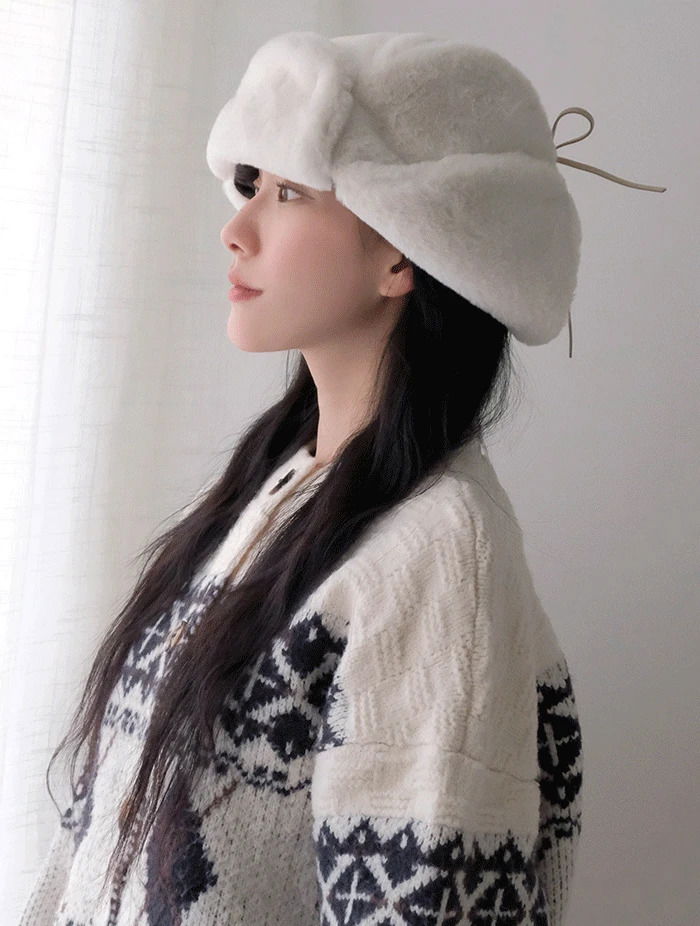 Mink fur trooper hat with chestnut earflap earmuffs fur hat