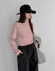 ジャンジャン段ネック19スパンタートルネックTシャツ