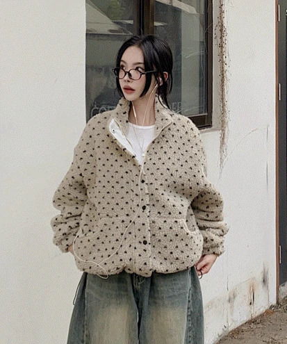 Dotted Poggle High Neck String Jacket 4 Colors