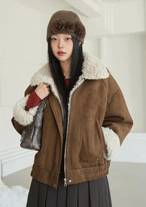 仿羊毛麂皮寬鬆外套