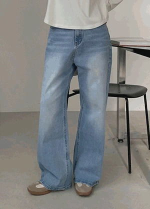 레니페즈 속밴딩 스판 워싱 와이드 데님 팬츠 청바지