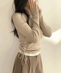 Slean Layered Rayon Long Sleeve Knitwear P000BOAL