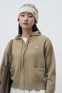 WOMAN Baby Sheep Knitwear Hooded Zip-up