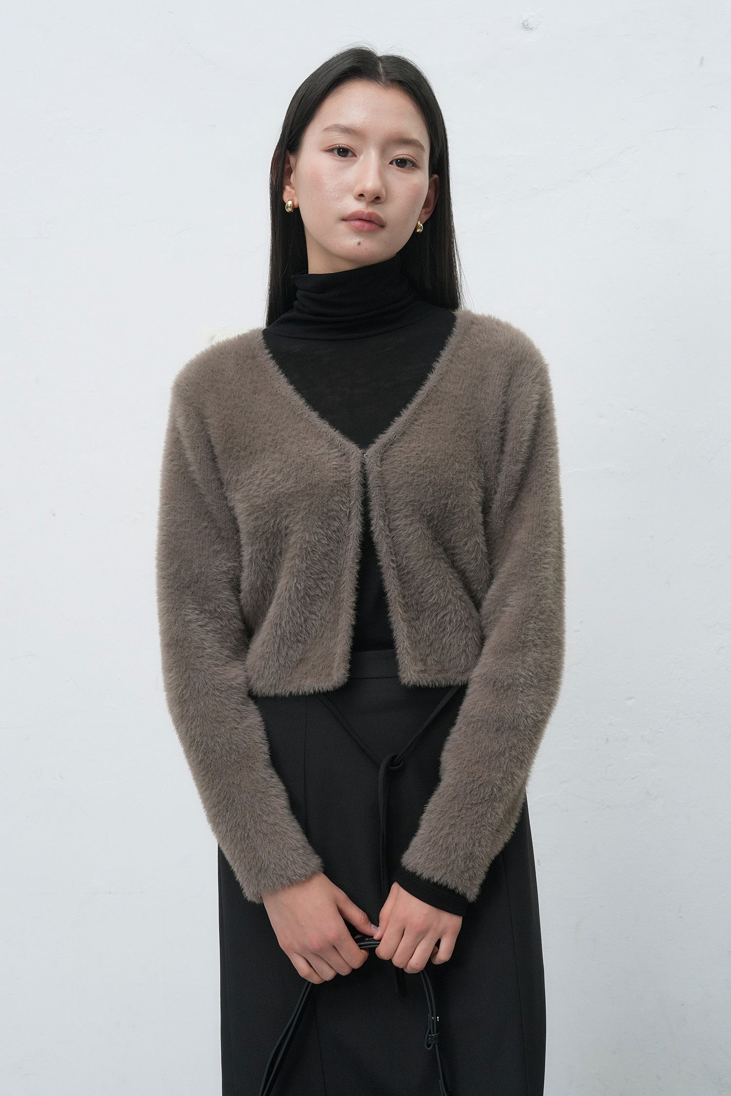 WOMAN 헤어리 크롭 가디건