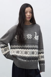 WOMAN 스완 노르딕 니트 풀오버