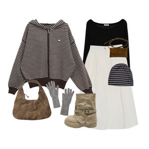 긴팔티,스커트,집업&점퍼 코디