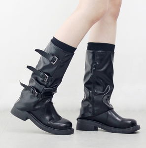 Low Buckle Biker Boots