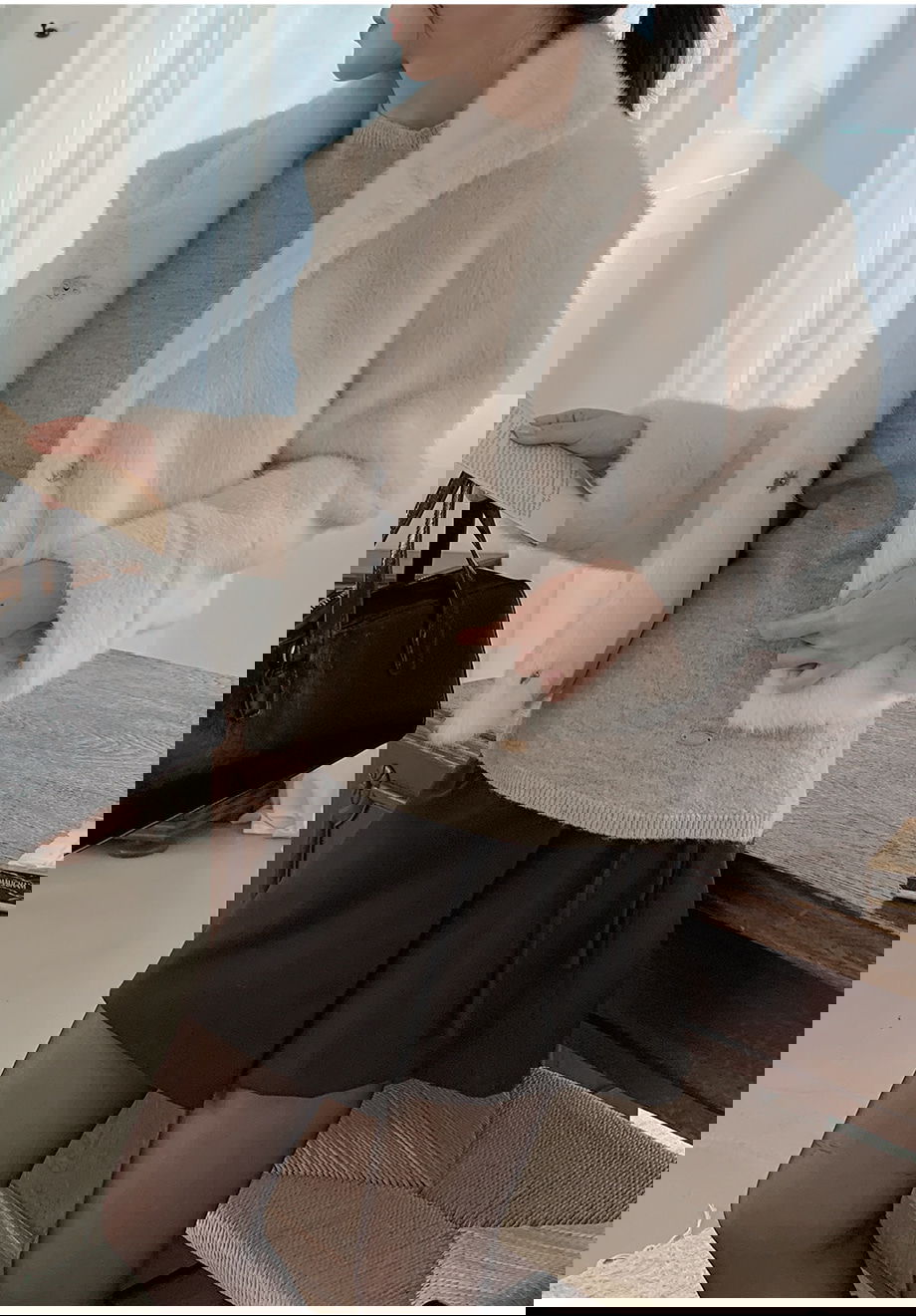 리리앤코 에포린즈 히든버튼 하이넥 퍼 자켓