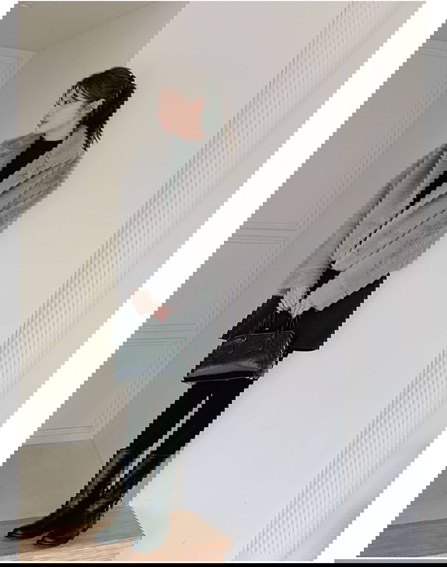 리리앤코 에포린즈 히든버튼 하이넥 퍼 자켓