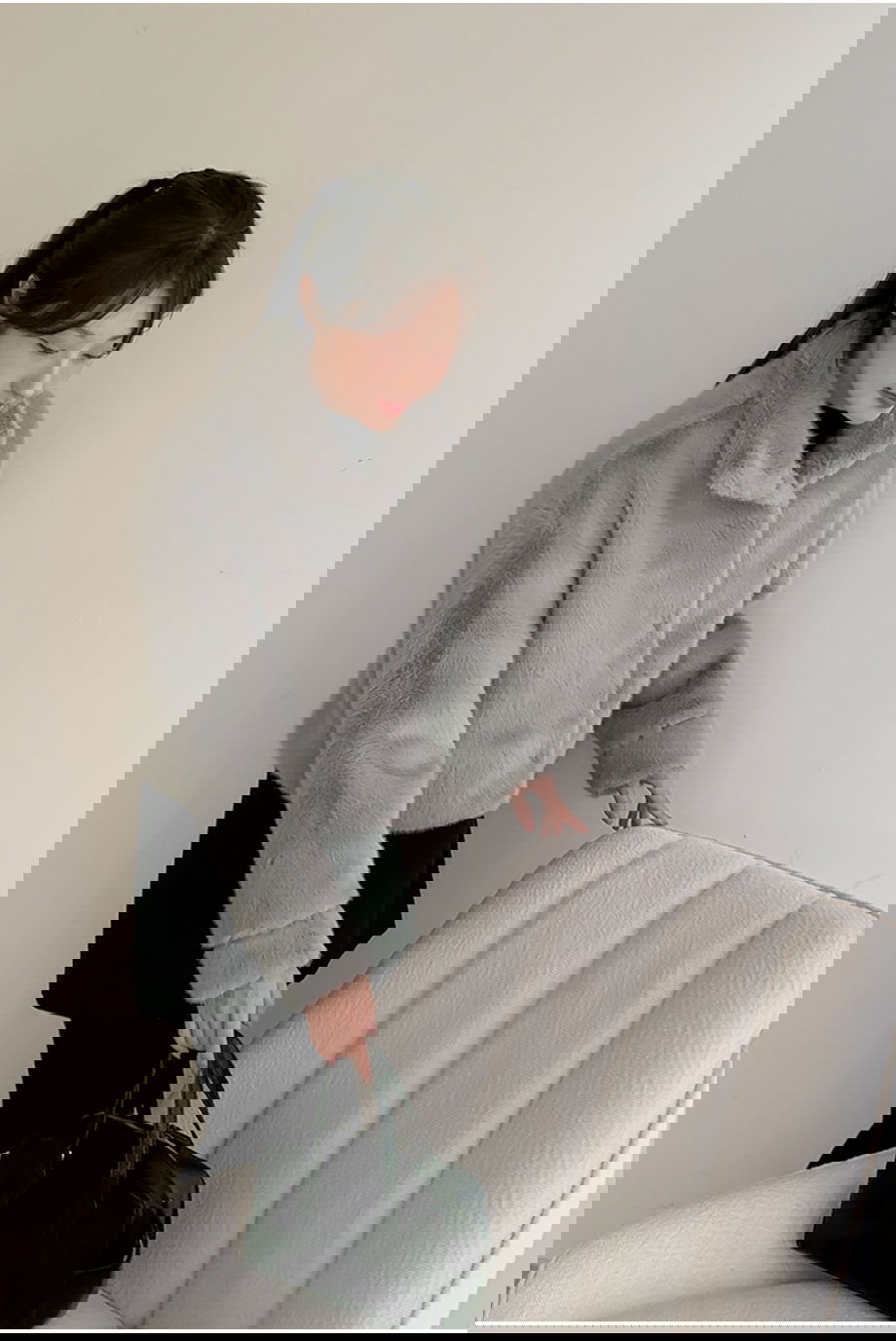 리리앤코 에포린즈 히든버튼 하이넥 퍼 자켓