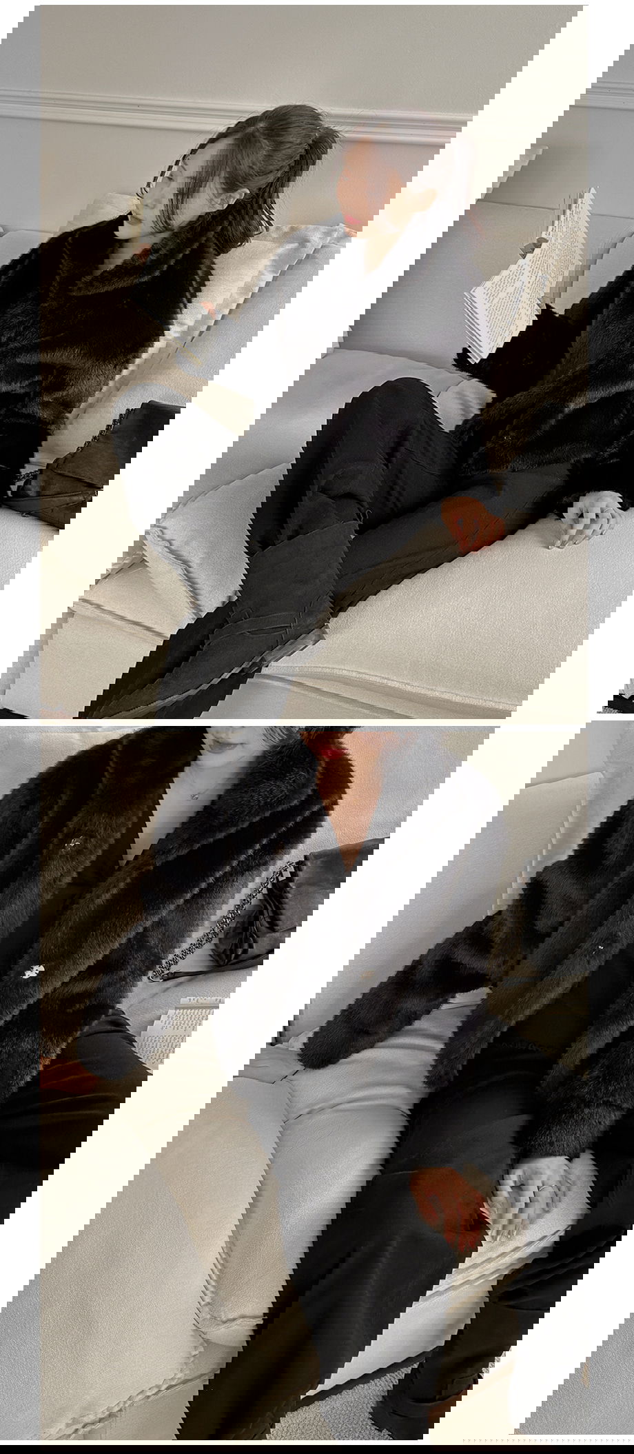 리리앤코 에포린즈 히든버튼 하이넥 퍼 자켓