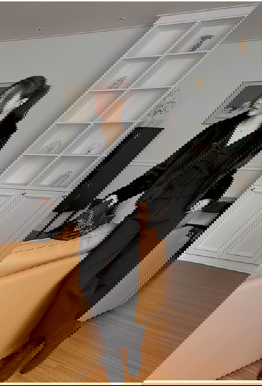 리리앤코 에포린즈 히든버튼 하이넥 퍼 자켓