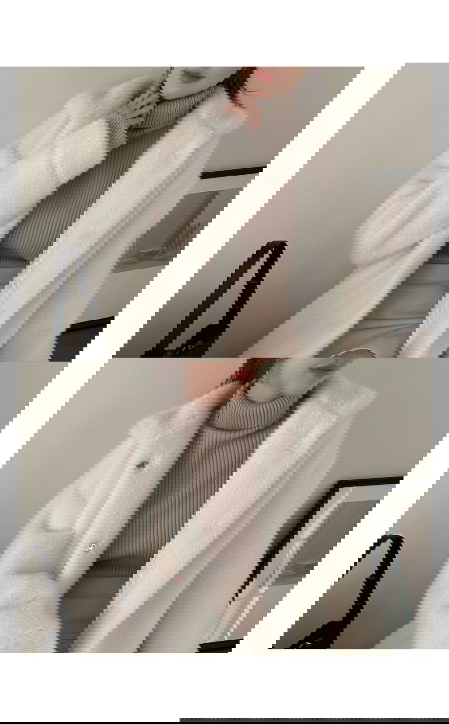 리리앤코 에포린즈 히든버튼 하이넥 퍼 자켓