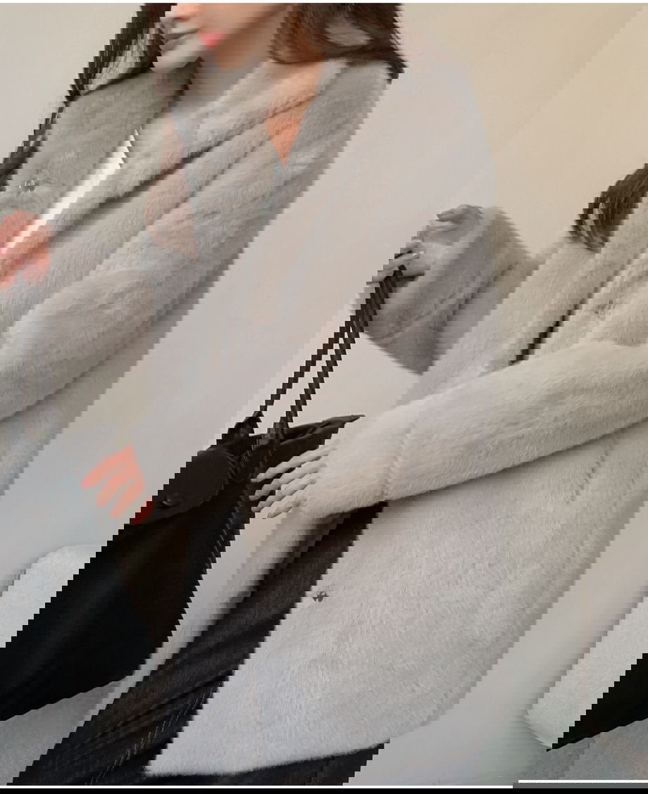 리리앤코 에포린즈 히든버튼 하이넥 퍼 자켓