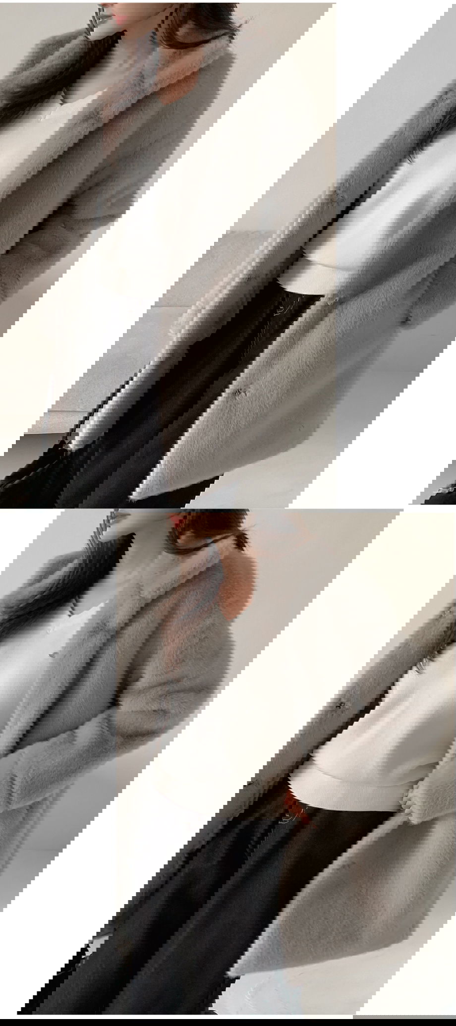 리리앤코 에포린즈 히든버튼 하이넥 퍼 자켓