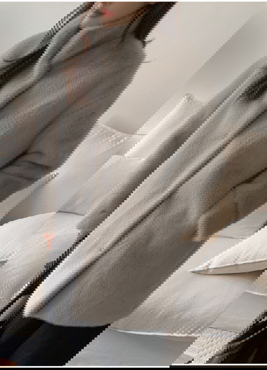 리리앤코 에포린즈 히든버튼 하이넥 퍼 자켓