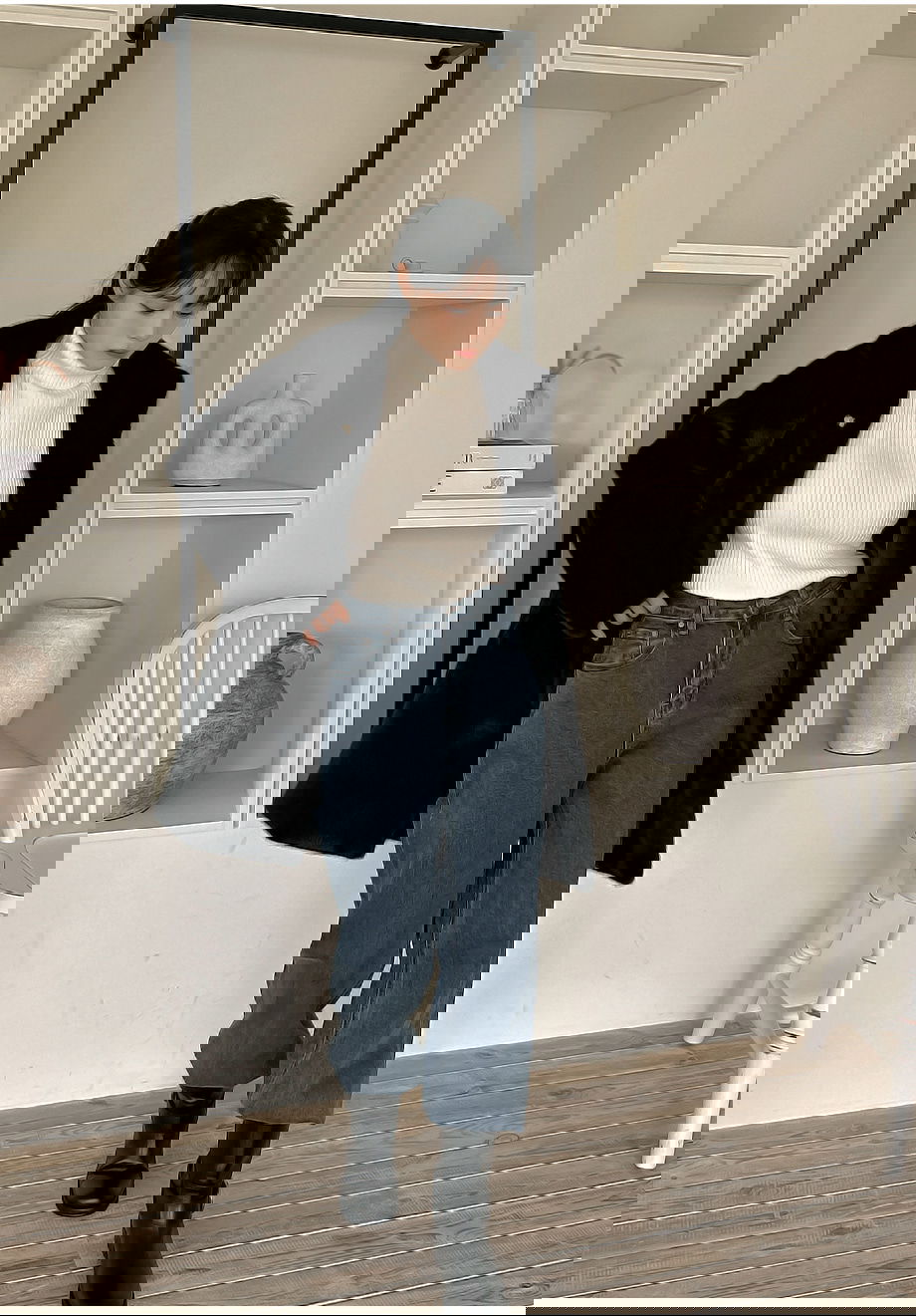 리리앤코 에포린즈 히든버튼 하이넥 퍼 자켓