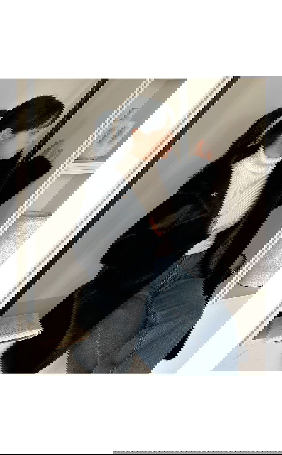 리리앤코 에포린즈 히든버튼 하이넥 퍼 자켓