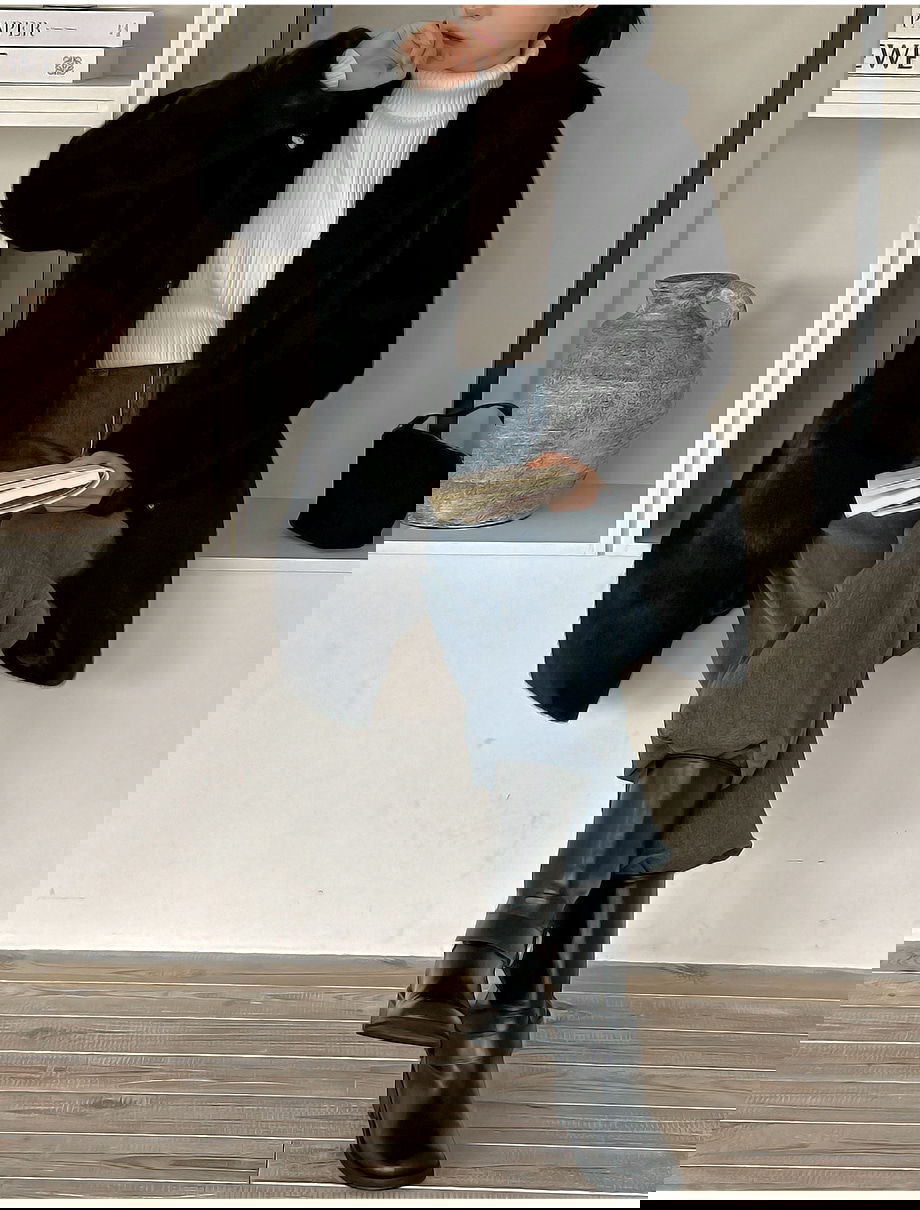 리리앤코 에포린즈 히든버튼 하이넥 퍼 자켓